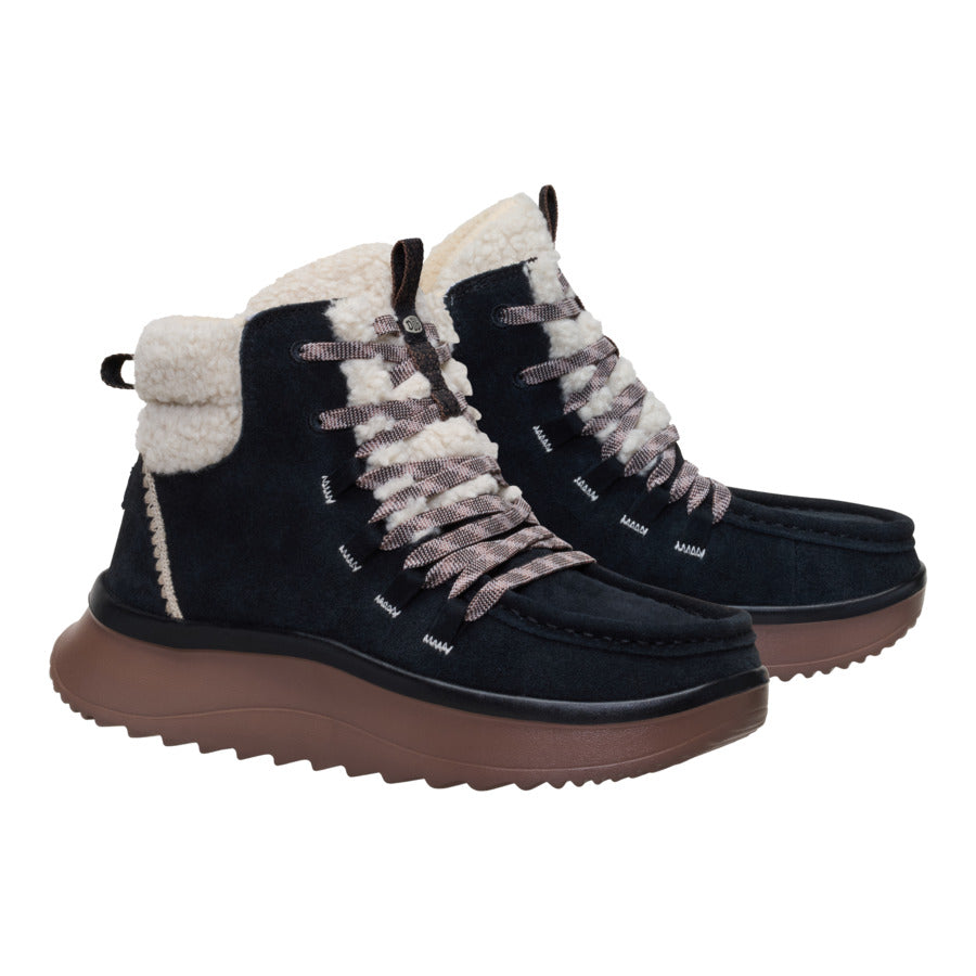 Wendy Peak Apres Suede Cozy Stitch – Black/Tan - Image 2